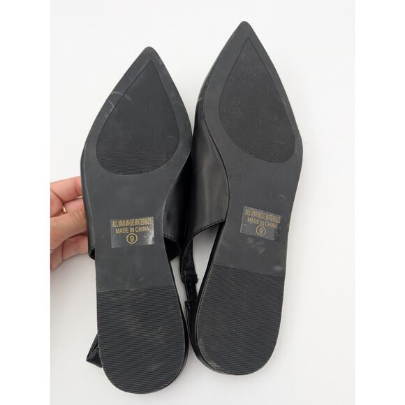 Chase & Chloe Rhinestone Slingback Flat Pointed Toe Women's Black Size US9 - Picture 8 of 13